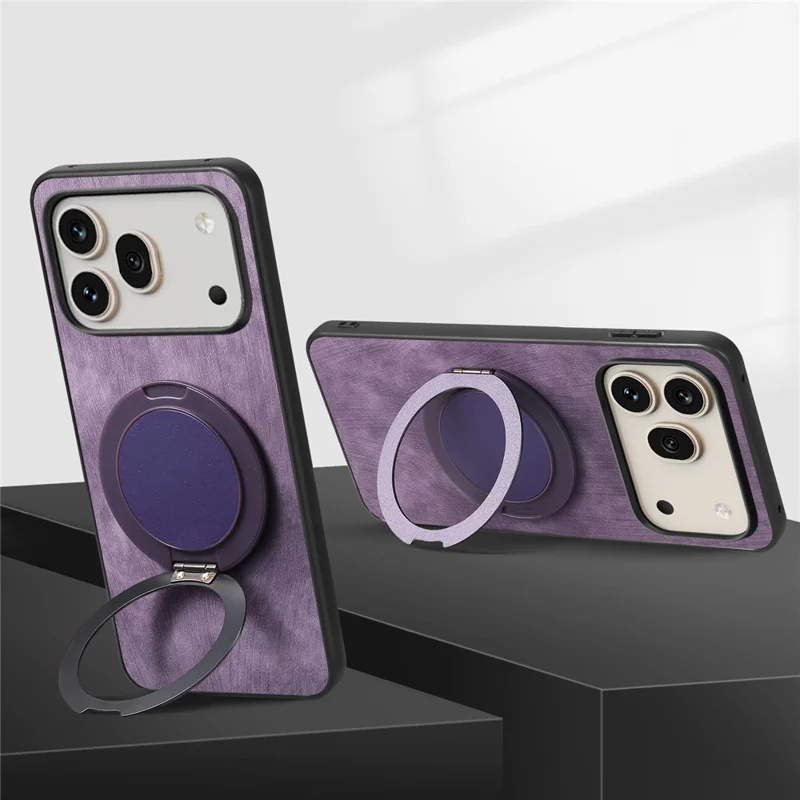 For Honor 600 5G / 600 Pro 5G Stress Relief Retro Leather Back Cover Phone Case with Rotating Kickstand - Purple