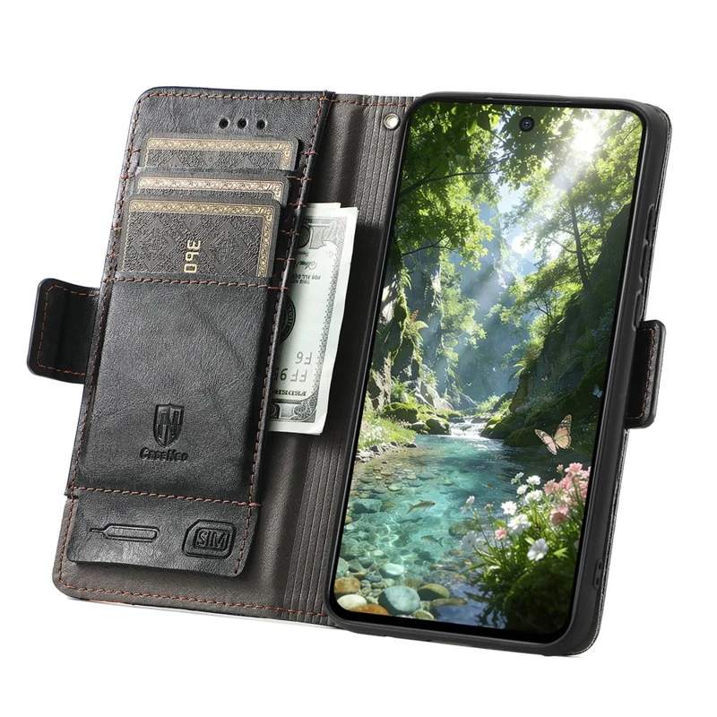 CASENEO For Honor 600 5G / 600 Pro 5G Phone Cases PU Leather Cover Stand with RFID Blocking Wallet - Black