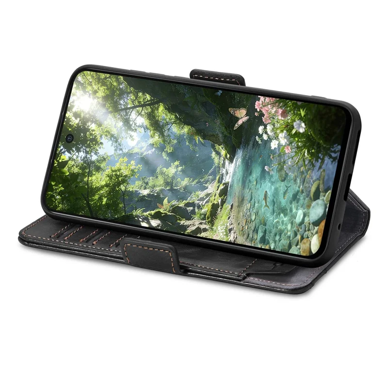 CASENEO For Honor 600 5G / 600 Pro 5G Phone Cases PU Leather Cover Stand with RFID Blocking Wallet - Black