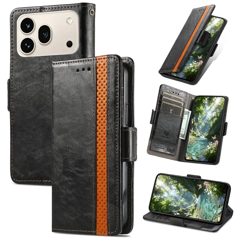CASENEO For Honor 600 5G / 600 Pro 5G Phone Cases PU Leather Cover Stand with RFID Blocking Wallet - Black
