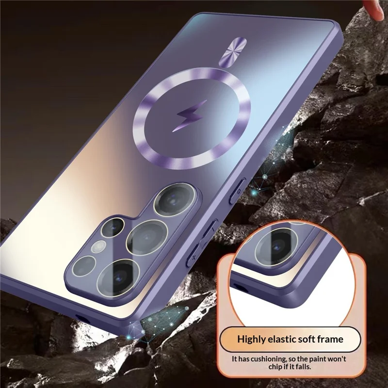 For Samsung Galaxy S26 Ultra Magnetic Case AG Matte Camera Protection TPU Phone Cover - Dark Purple - 3