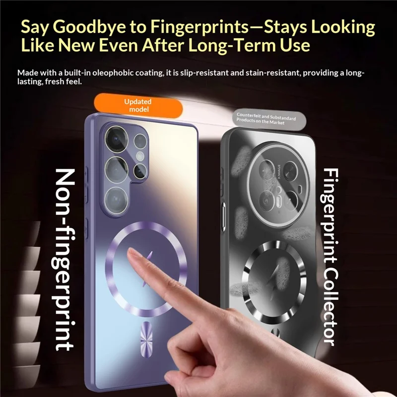 For Samsung Galaxy S26 Ultra Magnetic Case AG Matte Camera Protection TPU Phone Cover - Dark Purple - 9