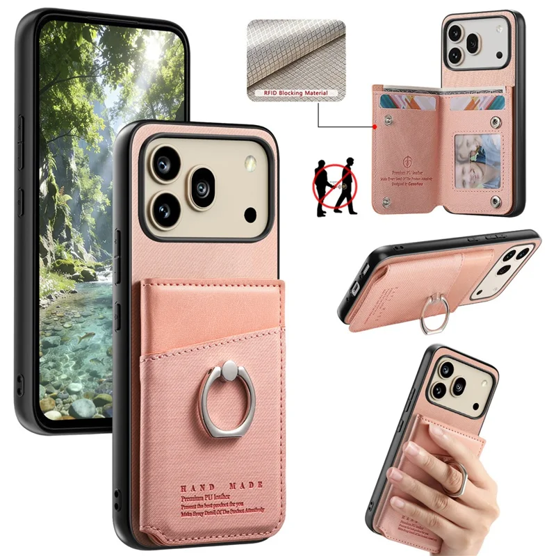 For Honor 600 5G / 600 Pro 5G Case with Card Holder Kickstand Leather + TPU + PC Phone Cover - Pink