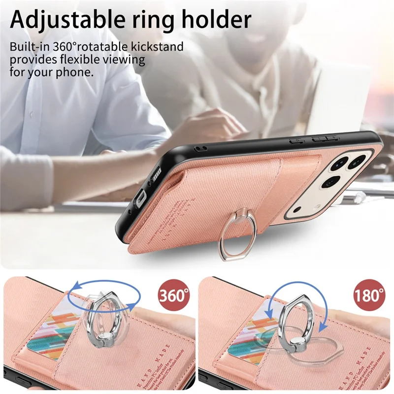 For Honor 600 5G / 600 Pro 5G Case with Card Holder Kickstand Leather + TPU + PC Phone Cover - Pink