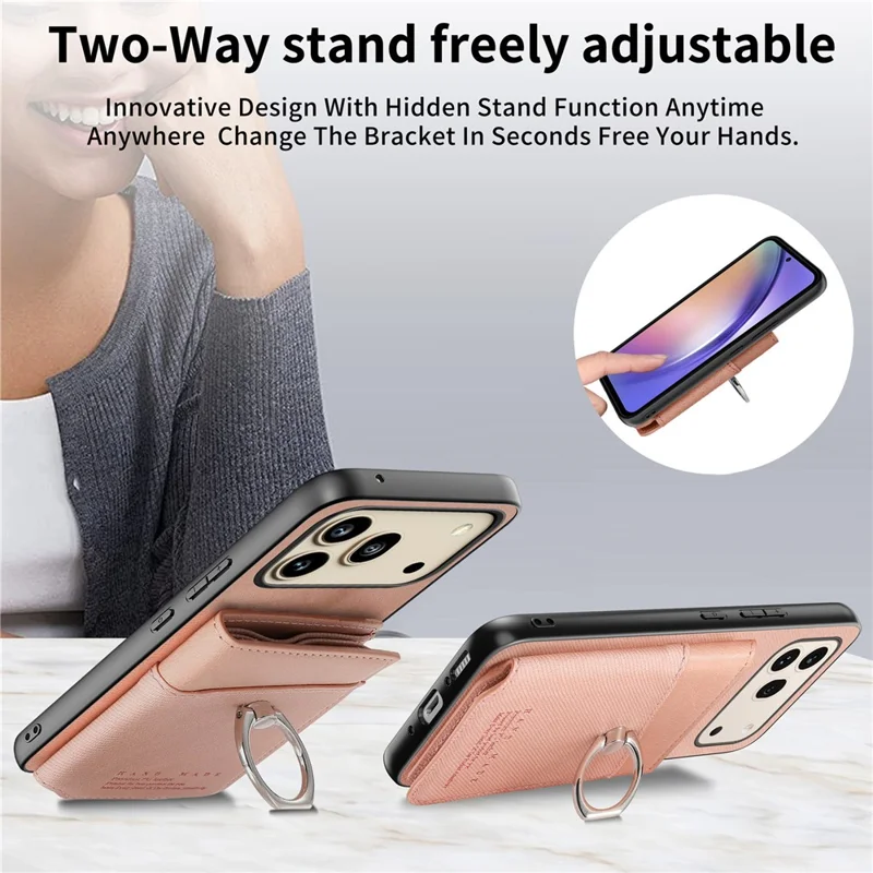 For Honor 600 5G / 600 Pro 5G Case with Card Holder Kickstand Leather + TPU + PC Phone Cover - Pink