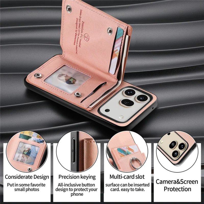 For Honor 600 5G / 600 Pro 5G Case with Card Holder Kickstand Leather + TPU + PC Phone Cover - Pink