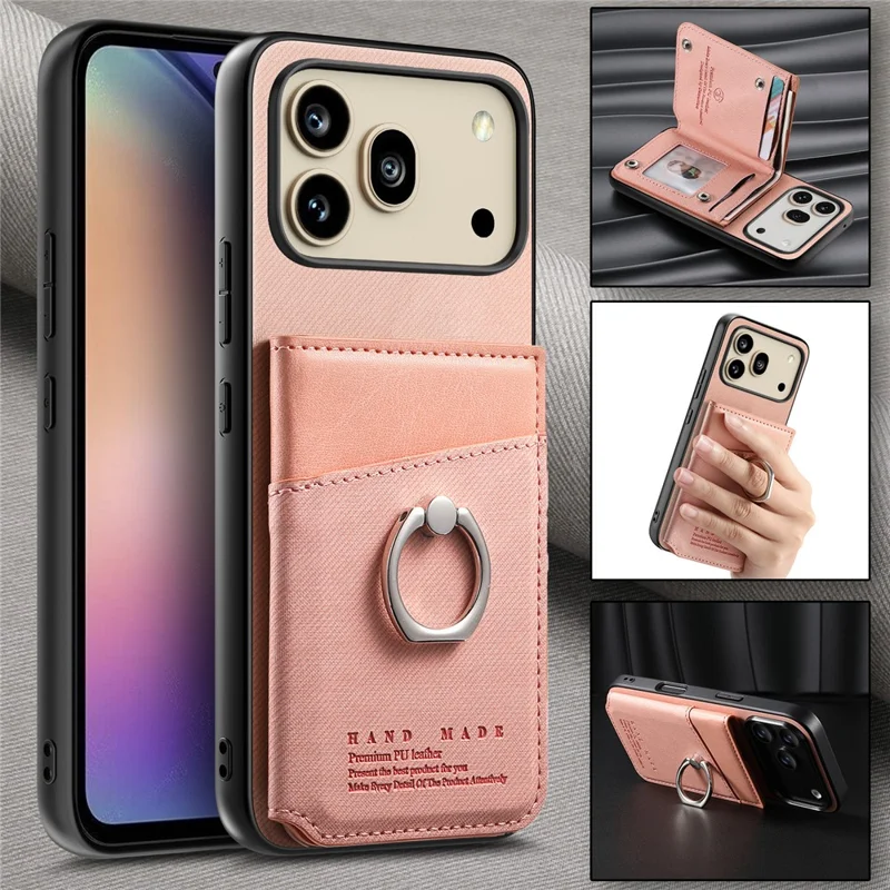 For Honor 600 5G / 600 Pro 5G Case with Card Holder Kickstand Leather + TPU + PC Phone Cover - Pink