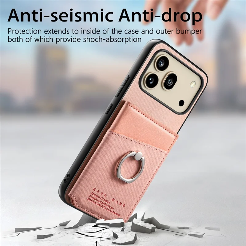 For Honor 600 5G / 600 Pro 5G Case with Card Holder Kickstand Leather + TPU + PC Phone Cover - Pink