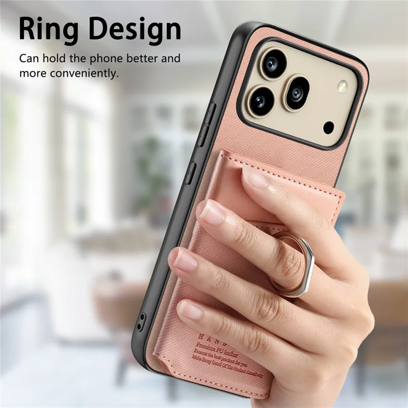 For Honor 600 5G / 600 Pro 5G Case with Card Holder Kickstand Leather + TPU + PC Phone Cover - Pink