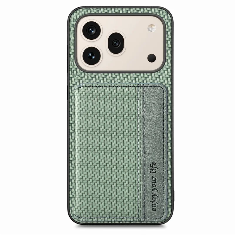 For Honor 600 5G / 600 Pro 5G Case RFID Blocking Carbon Fiber Leather Phone Back Cover with Card Holder - Green