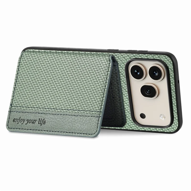 For Honor 600 5G / 600 Pro 5G Case RFID Blocking Carbon Fiber Leather Phone Back Cover with Card Holder - Green
