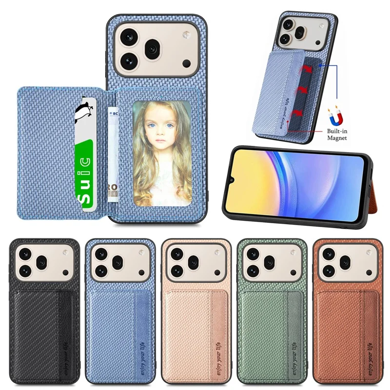 For Honor 600 5G / 600 Pro 5G Case RFID Blocking Carbon Fiber Leather Phone Back Cover with Card Holder - Green