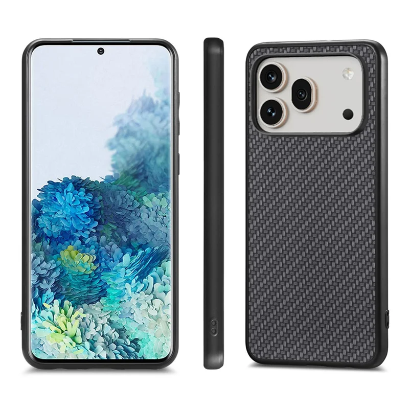 For Honor 600 5G / 600 Pro 5G Case Carbon Fiber Texture PU Leather + PC + TPU Phone Cover - Black