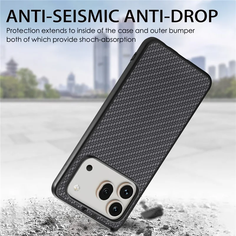 For Honor 600 5G / 600 Pro 5G Case Carbon Fiber Texture PU Leather + PC + TPU Phone Cover - Black
