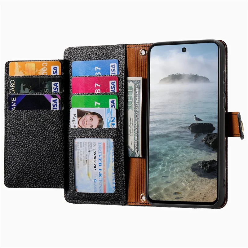 Чехол для Sony Xperia 1 VIII с RFID-защитой, карманом на молнии, кожаный, с ремешком - черный