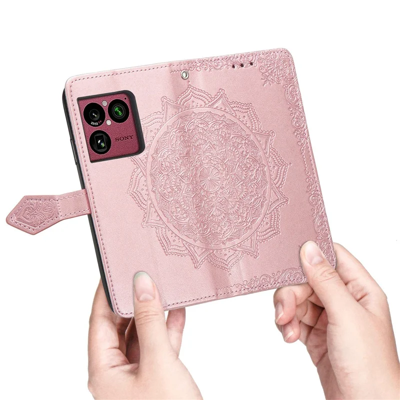 For Sony Xperia 1 VIII Wallet Case Mandala Flower Leather Phone Cover Stand - Rose Gold