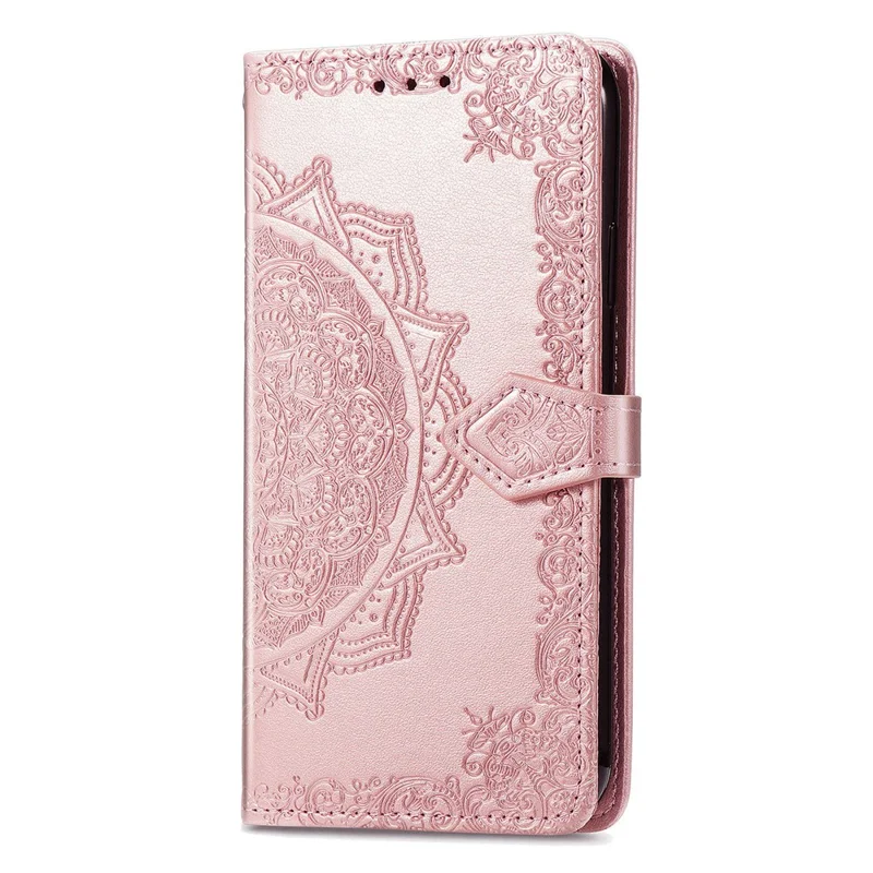 For Sony Xperia 1 VIII Wallet Case Mandala Flower Leather Phone Cover Stand - Rose Gold