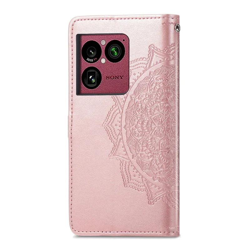 For Sony Xperia 1 VIII Wallet Case Mandala Flower Leather Phone Cover Stand - Rose Gold
