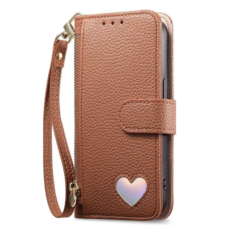 Handytasche für Sony Xperia 1 VIII mit Reißverschlussfach, TPU-PU-Leder-Handytasche mit Gurt – Braun