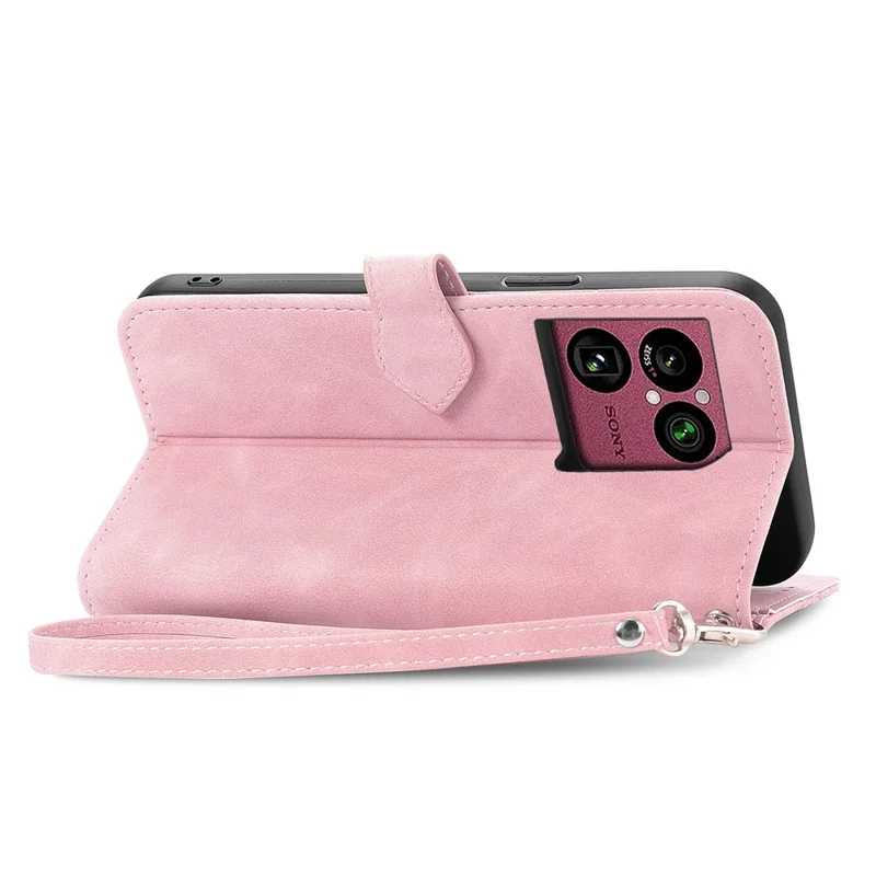 Für Sony Xperia 1 VIII Kippmappenhülle mit Reißverschluss und Trageband, Blumenmuster, PU-Leder-Handyhülle - Rosa