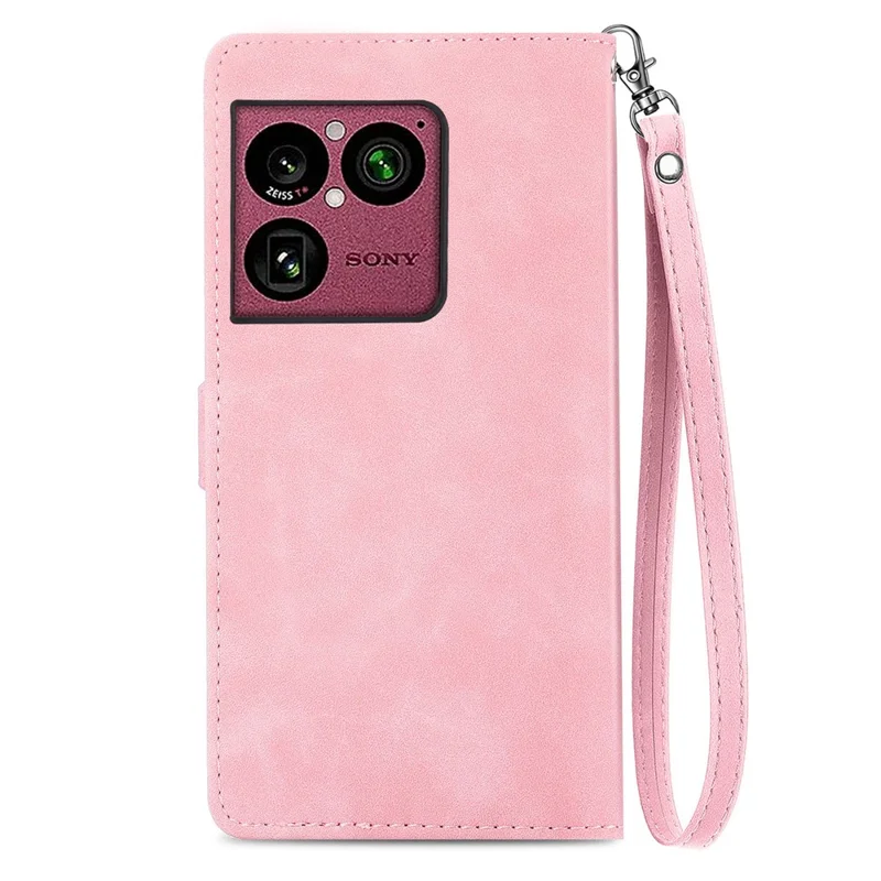 Für Sony Xperia 1 VIII Kippmappenhülle mit Reißverschluss und Trageband, Blumenmuster, PU-Leder-Handyhülle - Rosa
