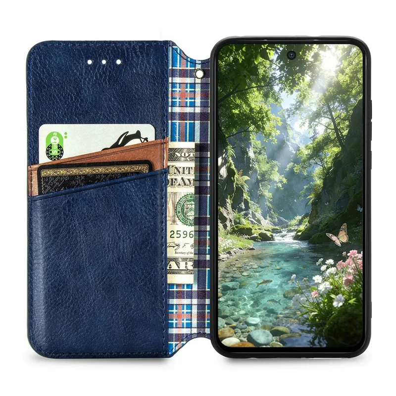 Чехол для Sony Xperia 1 VIII, с ромбовидным рисунком, из искусственной кожи PU, с отделением для карт - синий