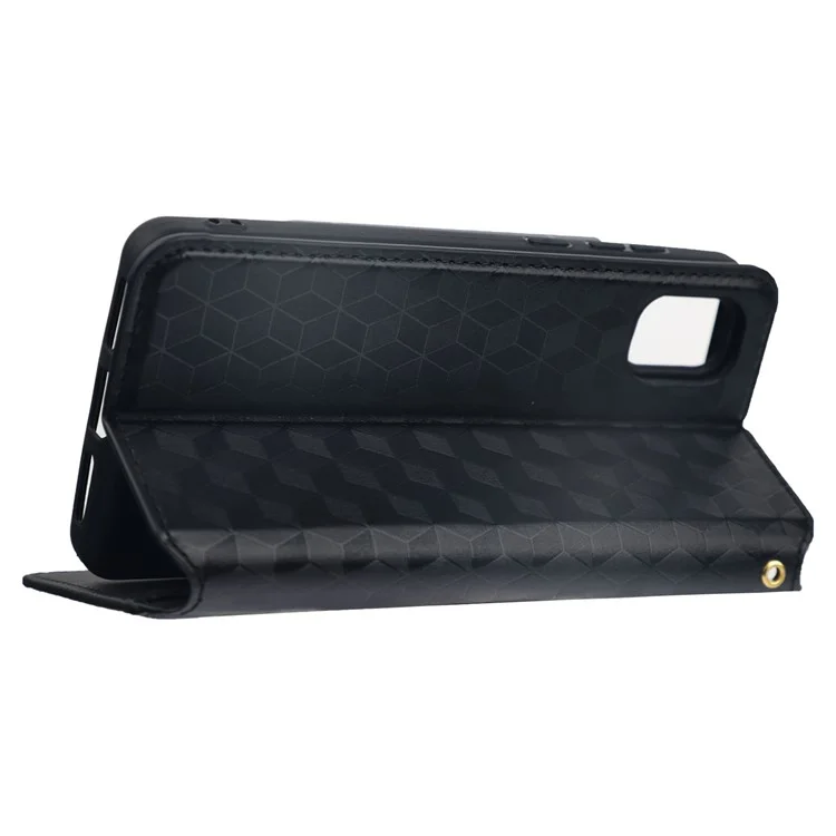 Für Tcl Ion Z Stand Wallet Phone Case, Fall Resistant Imdrucked Rhombus Muster PU Leder Magnetisch Automatisch Absorbiertes Folio-flip-cover - Schwarz