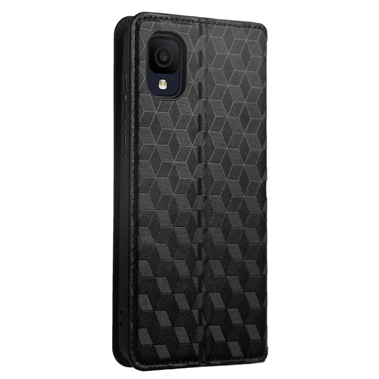 Für Tcl Ion Z Stand Wallet Phone Case, Fall Resistant Imdrucked Rhombus Muster PU Leder Magnetisch Automatisch Absorbiertes Folio-flip-cover - Schwarz