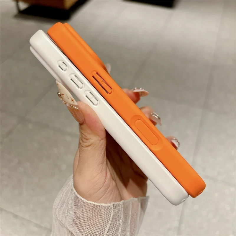 For iPhone 17 Pro Max Case Litchi Texture Genuine Cow Leather Coated TPU + PC Protective Cover - Orange Shell / Orange+Black
