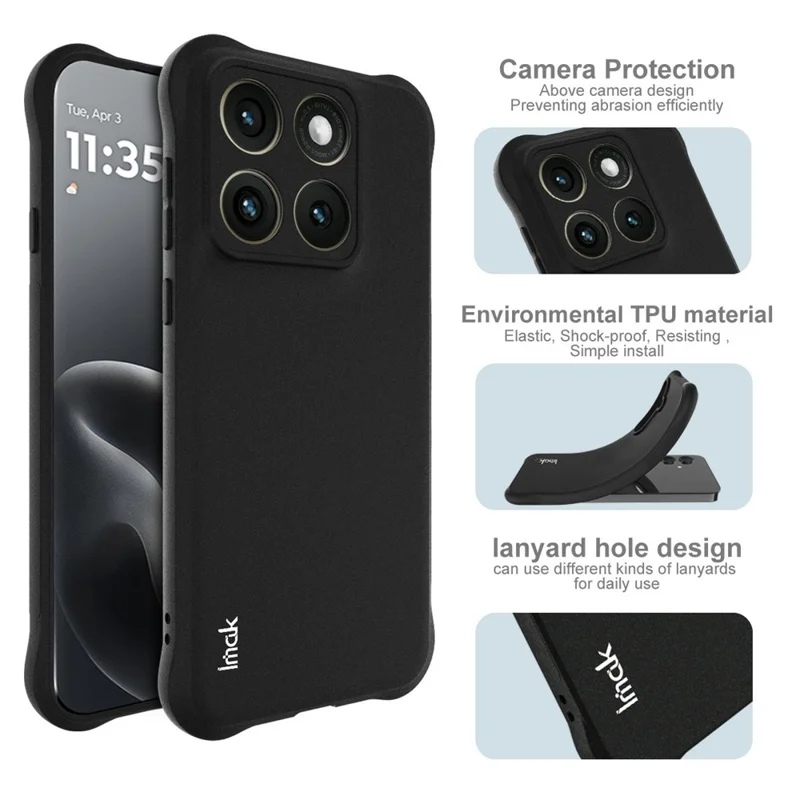 IMAK Capa para Motorola Edge (2026) Capa de Telemóvel TPU de Proteção Anti-choque com Airbag - Preto Mate