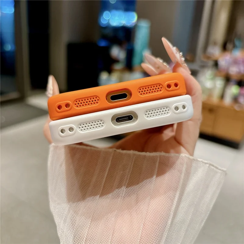 For iPhone 17 Pro Case Lychee Texture Genuine Cow Leather Coated TPU + PC Phone Cover - White  /  Orange