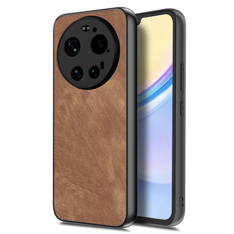 Obudowa na Xiaomi 17 Ultra 5G, odporna na upadki, cienka, retro etui z kory poliuretanowej - brązowa