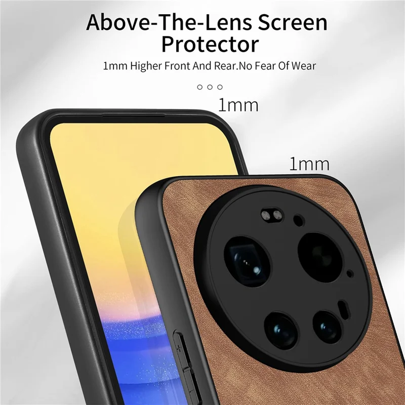 Obudowa na Xiaomi 17 Ultra 5G, odporna na upadki, cienka, retro etui z kory poliuretanowej - brązowa
