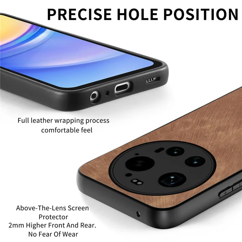 Obudowa na Xiaomi 17 Ultra 5G, odporna na upadki, cienka, retro etui z kory poliuretanowej - brązowa