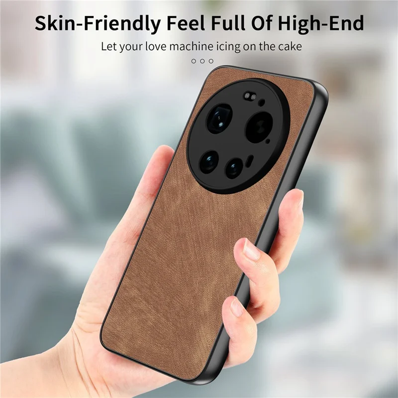 Obudowa na Xiaomi 17 Ultra 5G, odporna na upadki, cienka, retro etui z kory poliuretanowej - brązowa