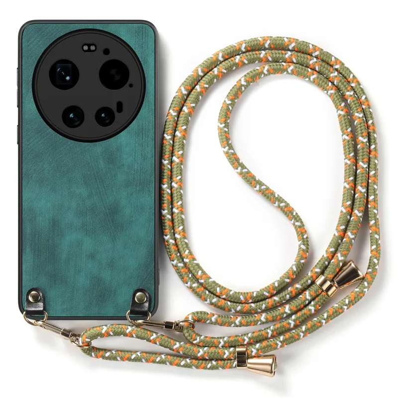 Obudowa tylna z retro skórą i regulowanym paskiem na telefon Xiaomi 17 Ultra 5G - Zielony