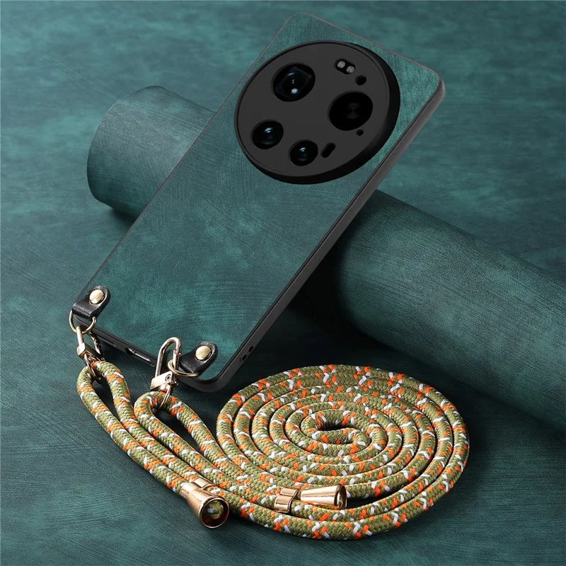 Obudowa tylna z retro skórą i regulowanym paskiem na telefon Xiaomi 17 Ultra 5G - Zielony