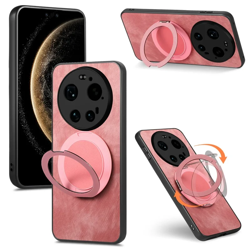 Etui tyłowe retro z klapką obrotową do Xiaomi 17 Ultra 5G, ulga ze stresem - różowe