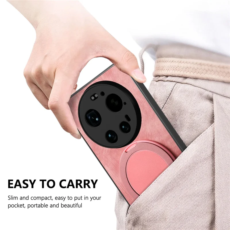 Etui tyłowe retro z klapką obrotową do Xiaomi 17 Ultra 5G, ulga ze stresem - różowe
