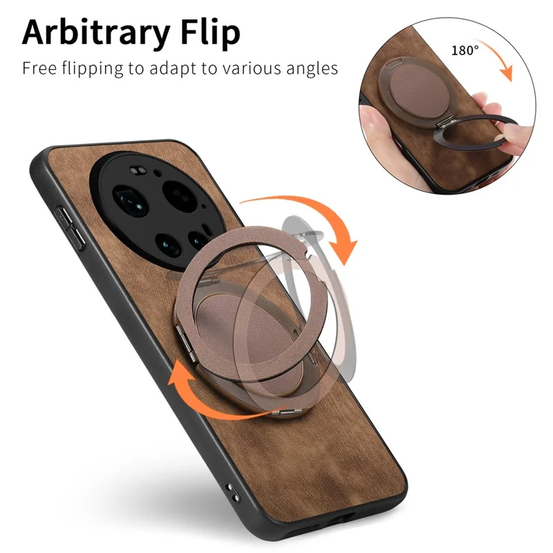 Etui tyłowe retro z klapką obrotową do Xiaomi 17 Ultra 5G, ulga ze stresem - różowe
