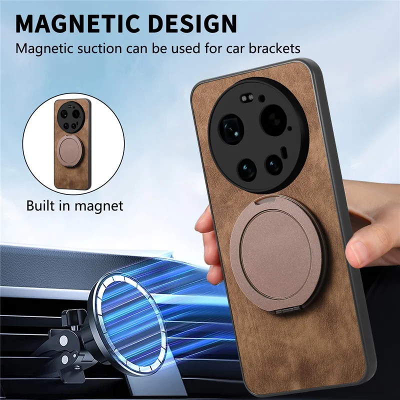 Etui tyłowe retro z klapką obrotową do Xiaomi 17 Ultra 5G, ulga ze stresem - różowe