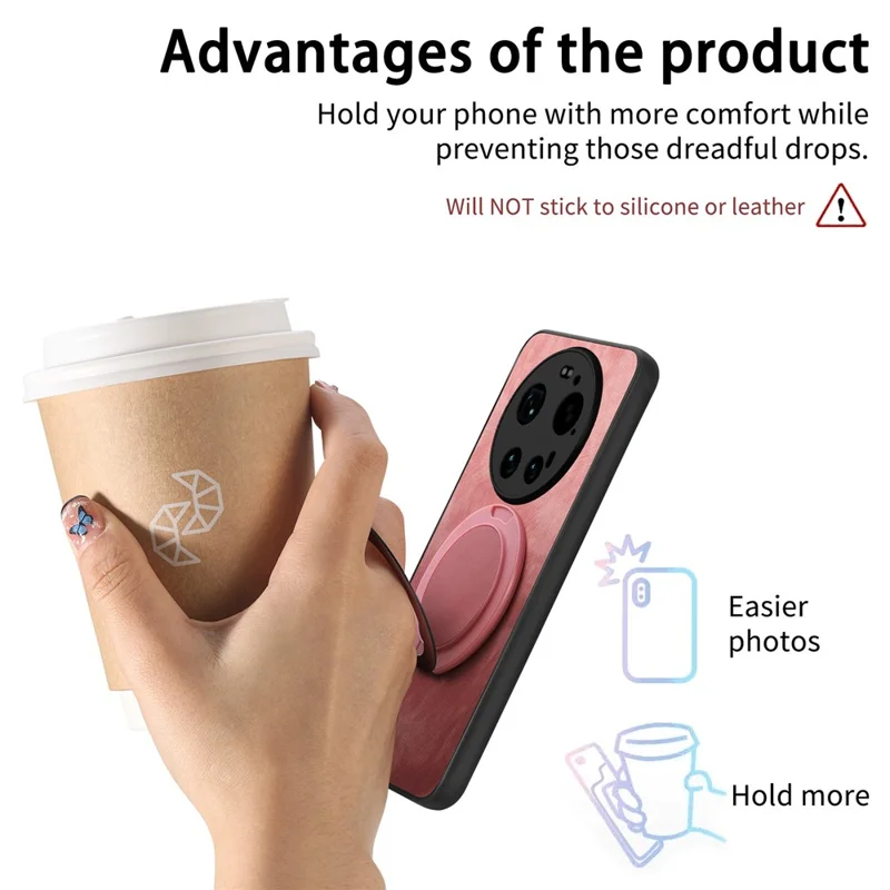 Etui tyłowe retro z klapką obrotową do Xiaomi 17 Ultra 5G, ulga ze stresem - różowe