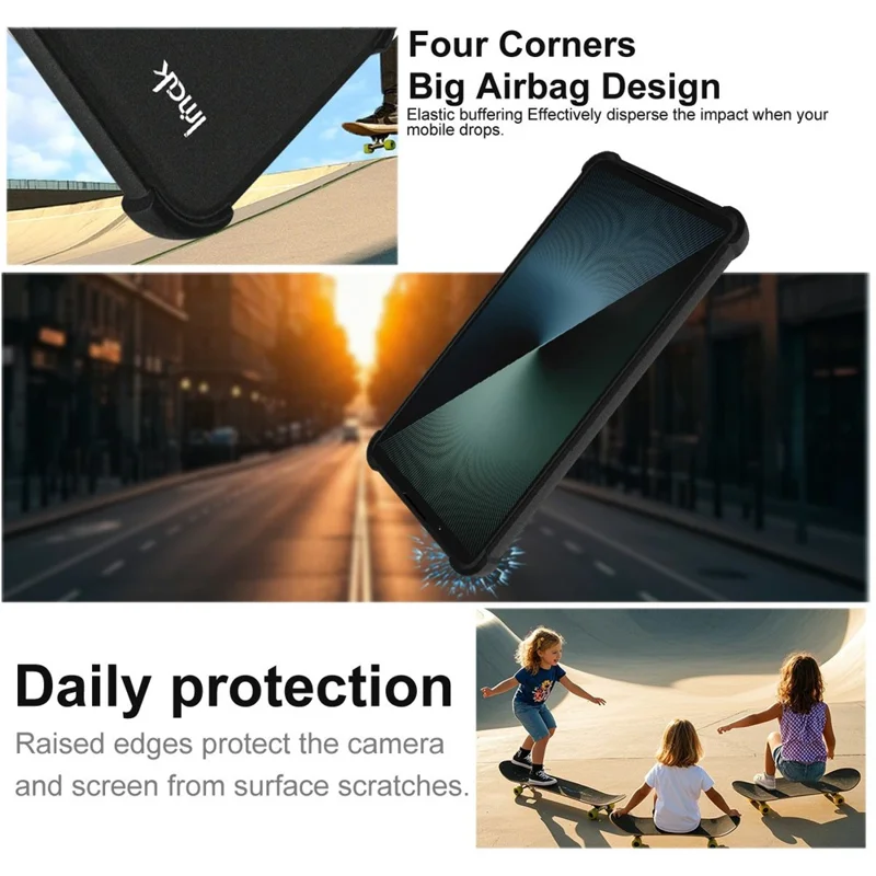 IMAK Für Sony Xperia 1 VIII Tasche TPU Handyhülle Airbag Stoßfest Schutz - Matt Schwarz