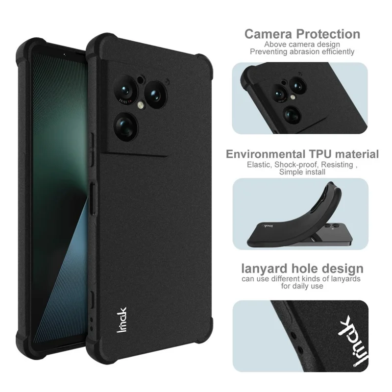 IMAK Für Sony Xperia 1 VIII Tasche TPU Handyhülle Airbag Stoßfest Schutz - Matt Schwarz
