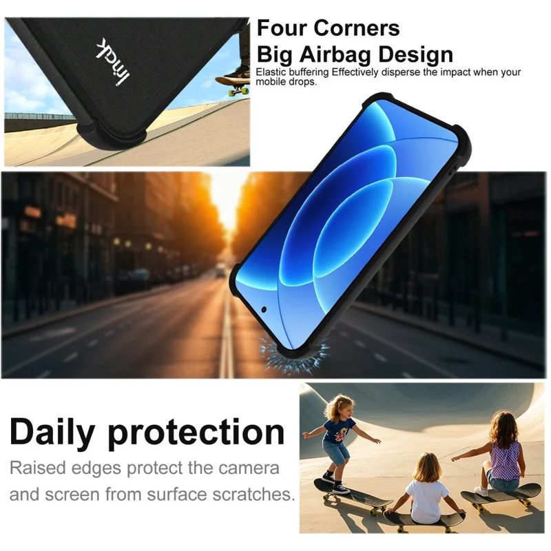IMAK Für Xiaomi 17 Max Tasche TPU Handyhülle Airbag Stoßfest Schutz – Matt Schwarz