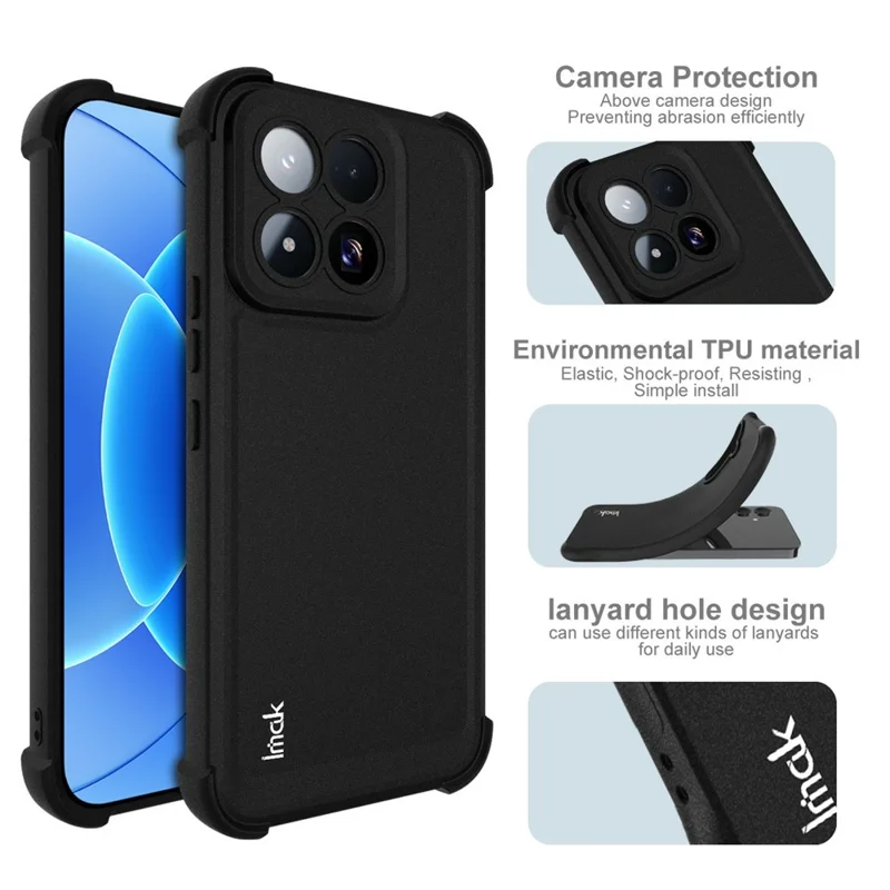 IMAK Für Xiaomi 17 Max Tasche TPU Handyhülle Airbag Stoßfest Schutz – Matt Schwarz