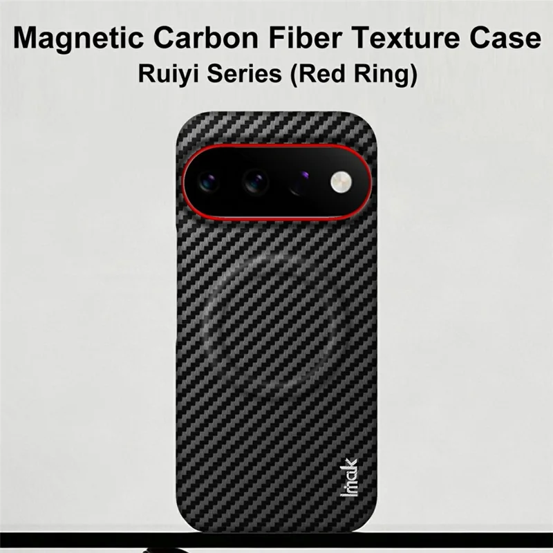 IMAK Ruiyi Series для Google Pixel 11 / 11 Pro магнитный чехол, текстура углеродного волокна, кожа + поликарбонатный чехол для телефона - черный
