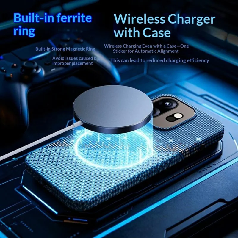 For OnePlus 15T 5G Magnetic Case Pixel Grid Pattern Hard PC Shockproof Phone Cover - Blue