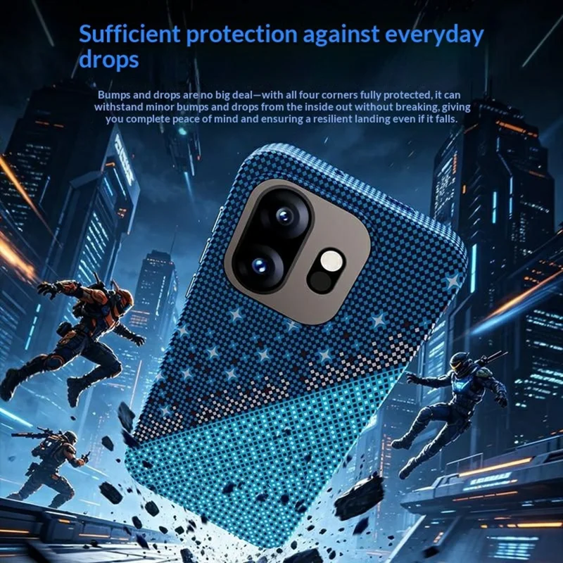 For OnePlus 15T 5G Magnetic Case Pixel Grid Pattern Hard PC Shockproof Phone Cover - Blue