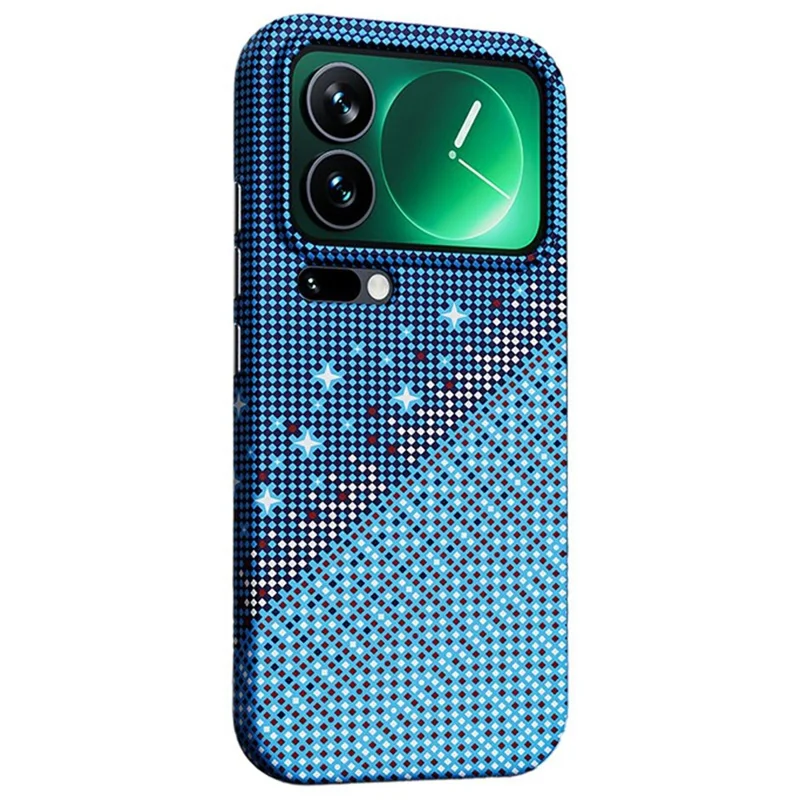 Capa Magnética para Xiaomi 17 Pro com Padrão de Grelha Pixel, Capa Rígida em PC Resistente a Choques - Azul